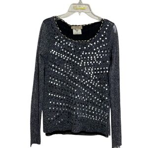 Fuzzi Jean‎ Paul Gaultier Gray Sequin Stretchy Long Sleeve Top Size Medium Party